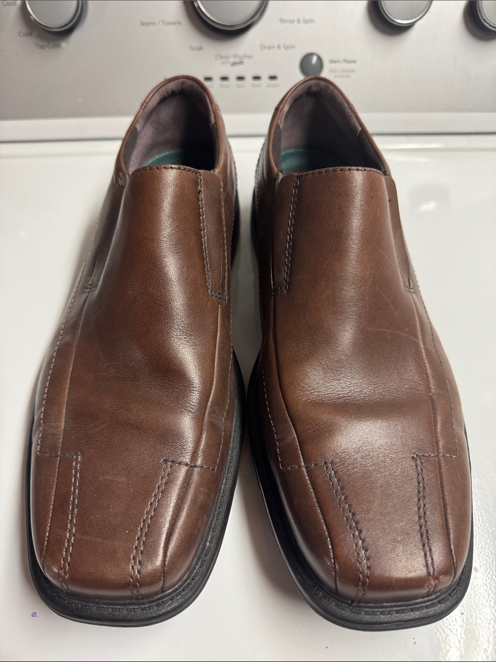 Clarks Brown Leather Slip-On Loafers